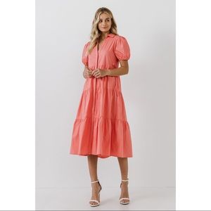 ENGLISH FACTORY Tiered Puff Sleeve Dress